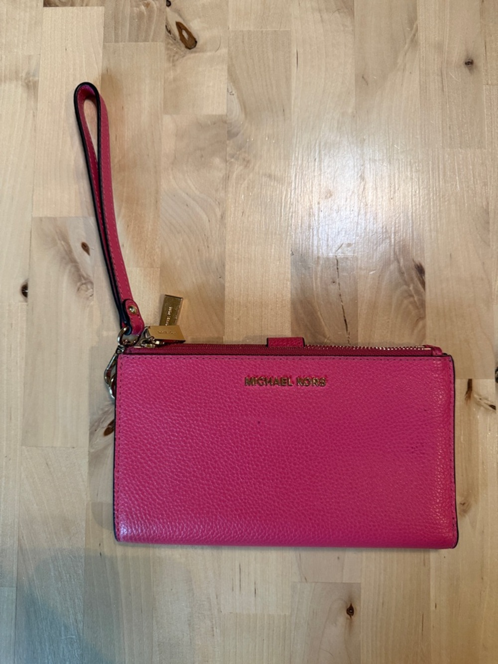 Michael Kors Hot Pink Pebbled Leather Wristlet